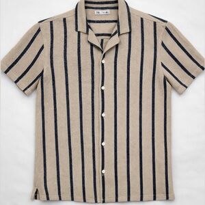 Zara Men's TEXTURED STRIPED SHIRT SIZE L